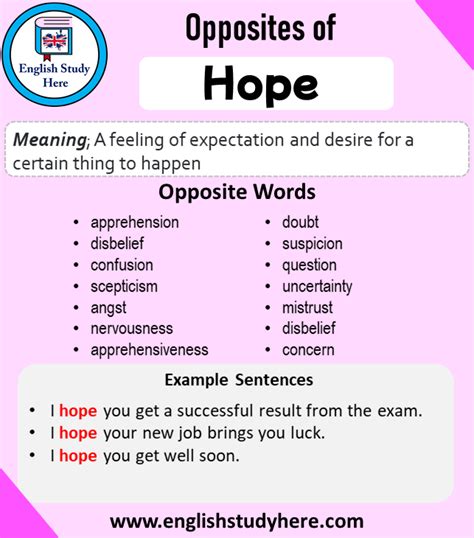 antonyms for hope